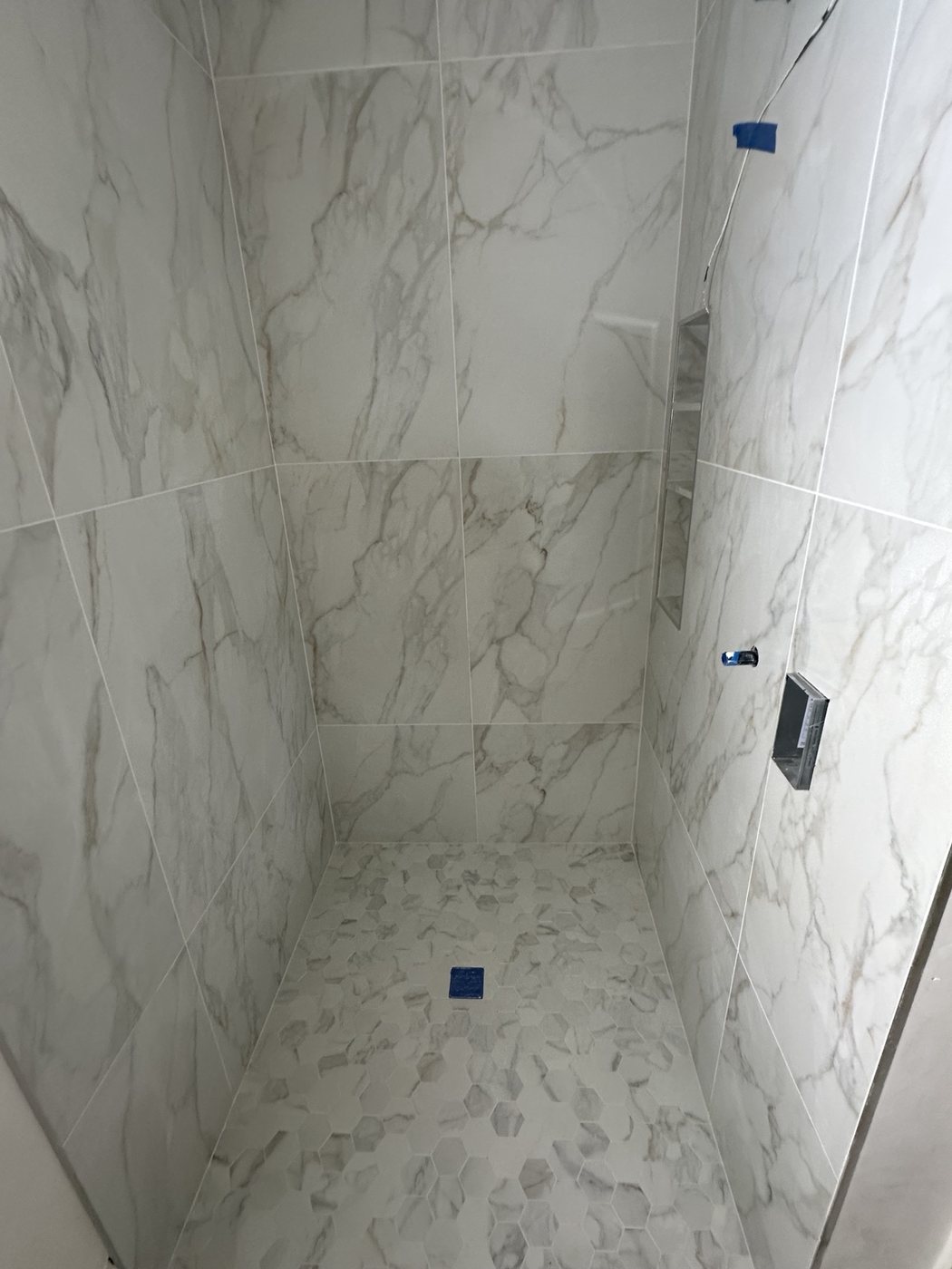 Marble-look custom shower