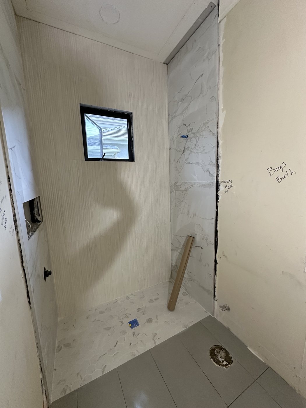 Custom shower tile installation